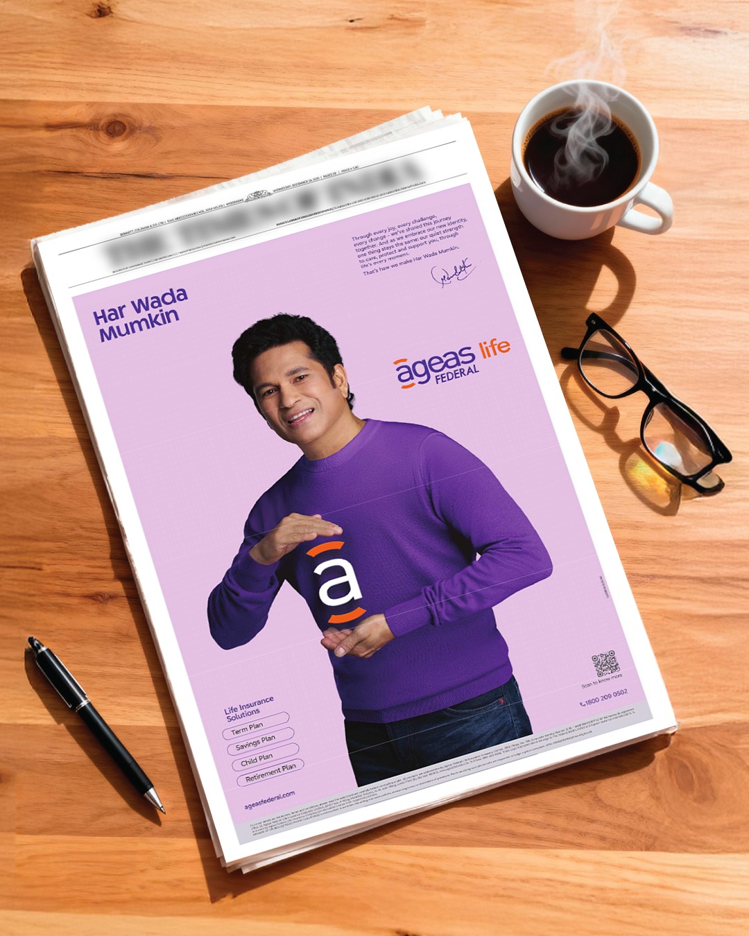Newspaper mockup on table — Har Wada Mumkin
